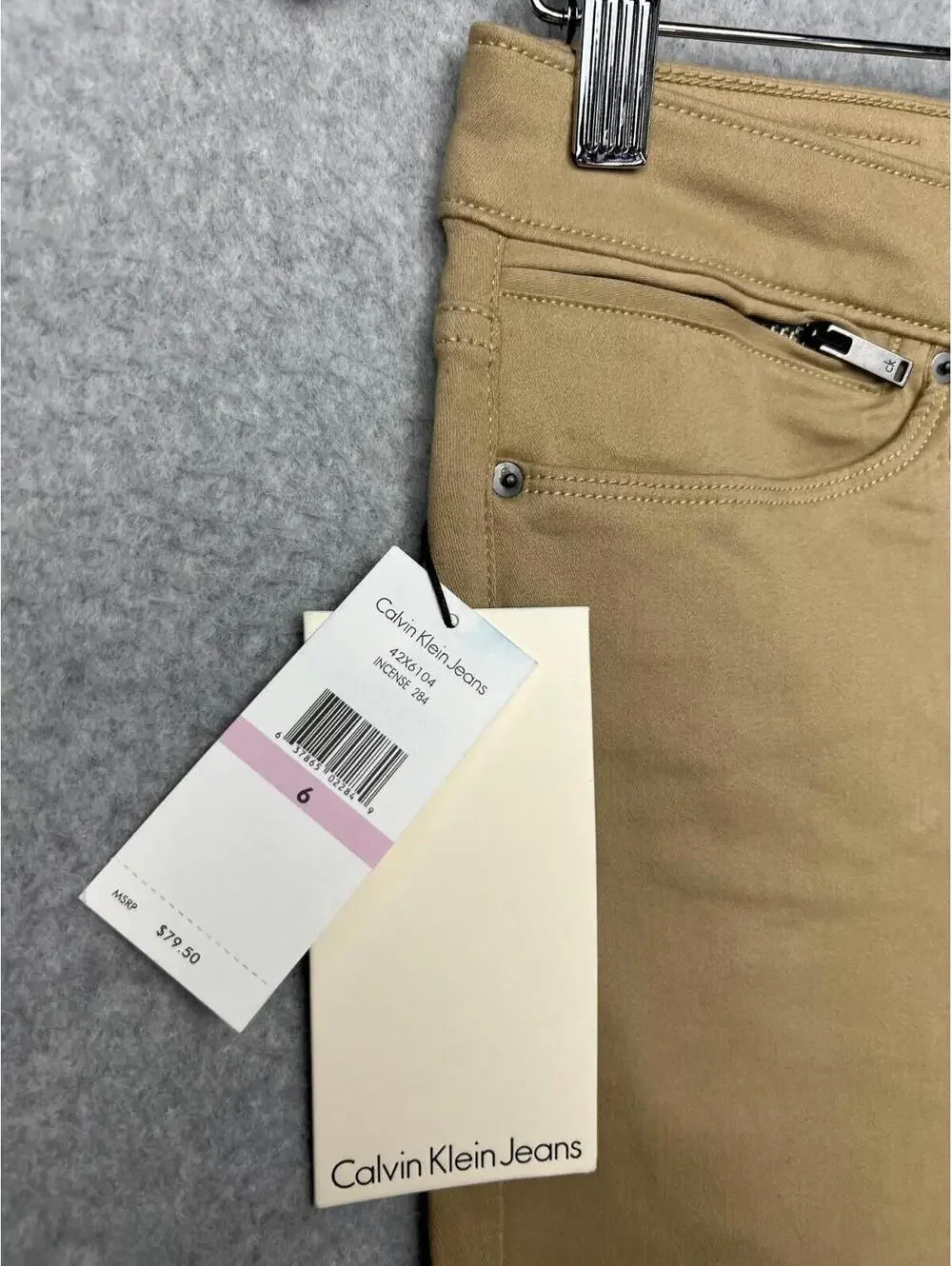 Calvin Klein Jeans Slim Straight Leg Pants Womens Size 6 Casual Simple Tan
